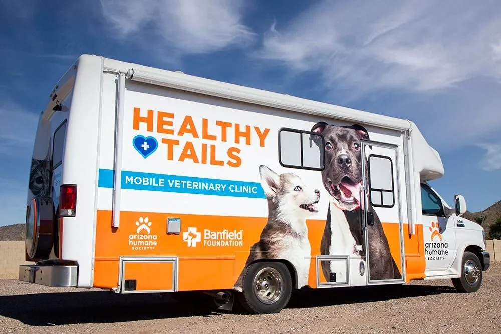 Arizona Humane Society Healthy Tails mobile veterinary clinic vehicle